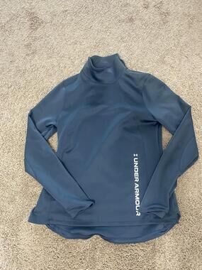 Under Armour Shirt Womens Large Blue ColdGear Mock Neck Long Sleeve Thermal